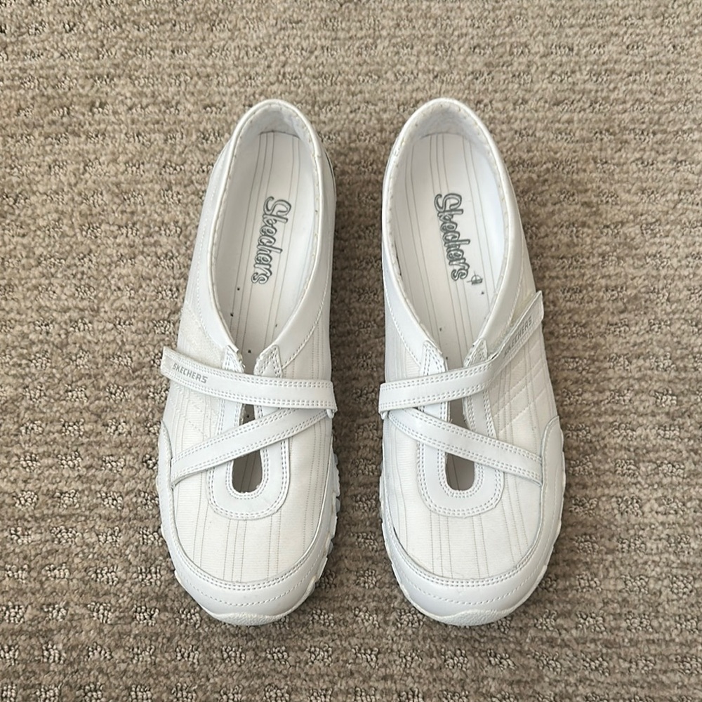 Skechers White Sneakers Comfortable Slip-On Design